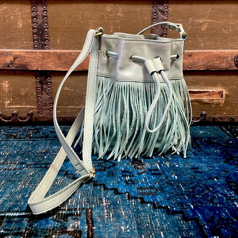 Fossil Fringed Bucket Bag